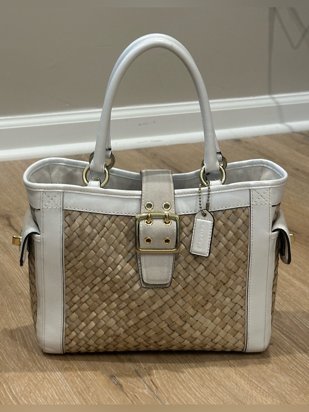 Coach Hampton Vintage Weekend Straw Tote with SoHo Buckle